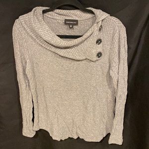 Gray waffle long sleeve top